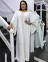 Dubai Maxi Abaya with African Print and Gold Beading
